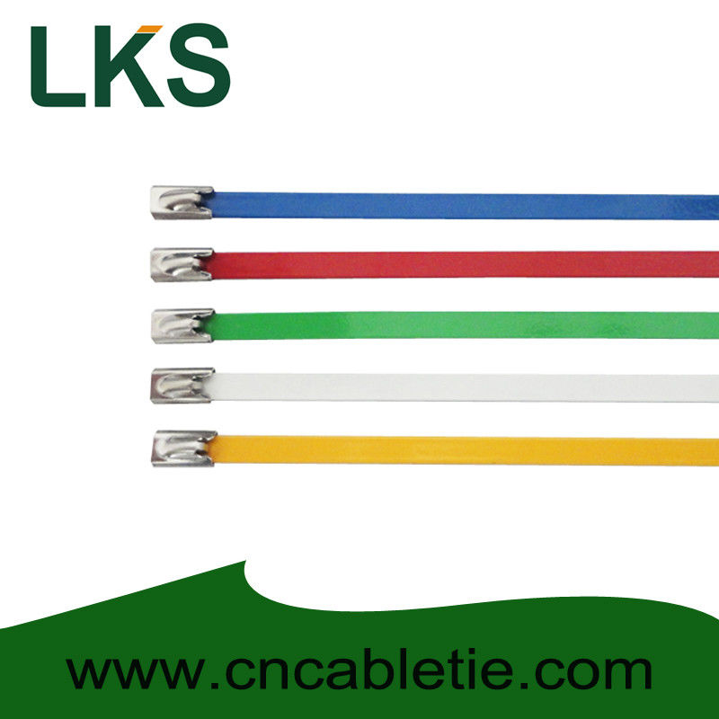 Colorized Epoxy-Polyester Coated ss ball lock ties