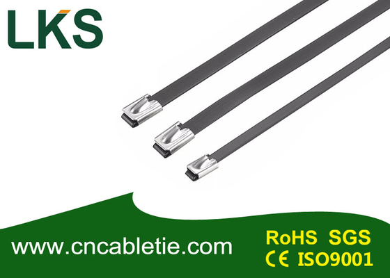 Pvc coated ball-lock stainless steel cable tie.